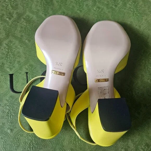 GUCCI Women's Mid-heel Sandal With Horsebit In Yellow size 37+ - Picture 3 of 11